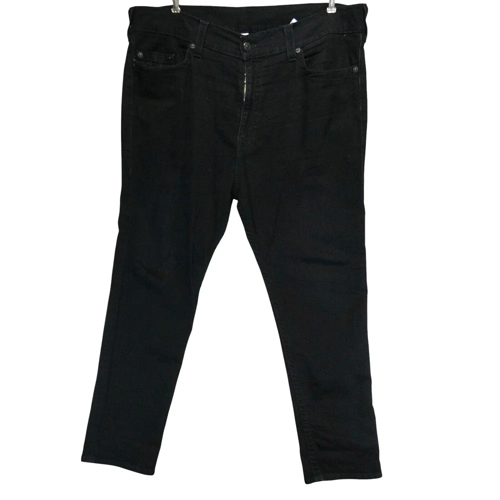 True Religion Jeans Mens Size 38x28 Black Ricky Slim‎ Drop Rise Stretch Denim